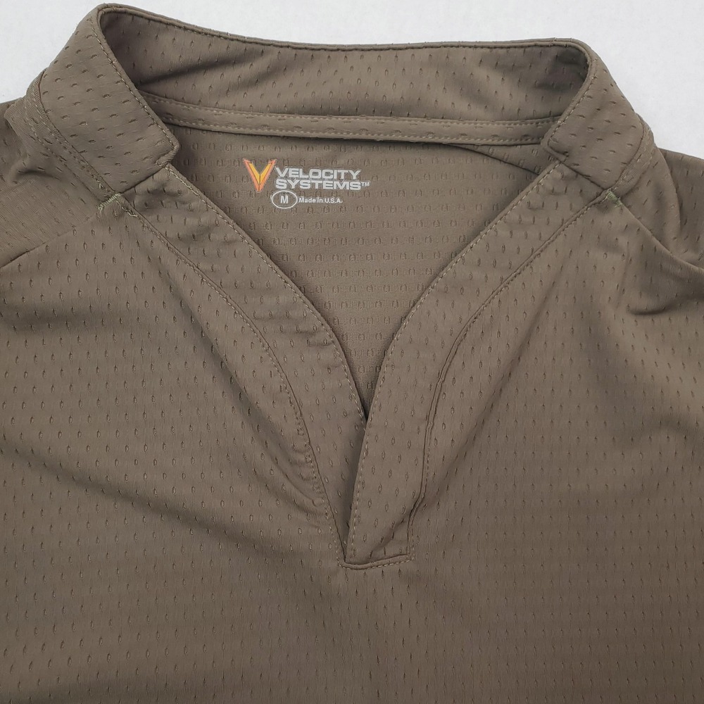 Velocity Systems Boss Rugby Shirt Mens Medium Green Arm Pocket Tactical USA Made - Picture 2 of 11